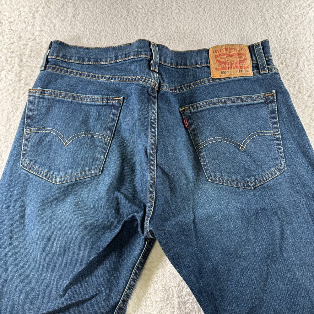 Men's Size 34x32 Levi 505 Regular Fit Denim Blue Jeans Medium Wash Clean - Picture 2 of 11